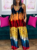 LW Plus Size Casual Tie-dye Pocket Design Multicolor One-piece Jumpsuit