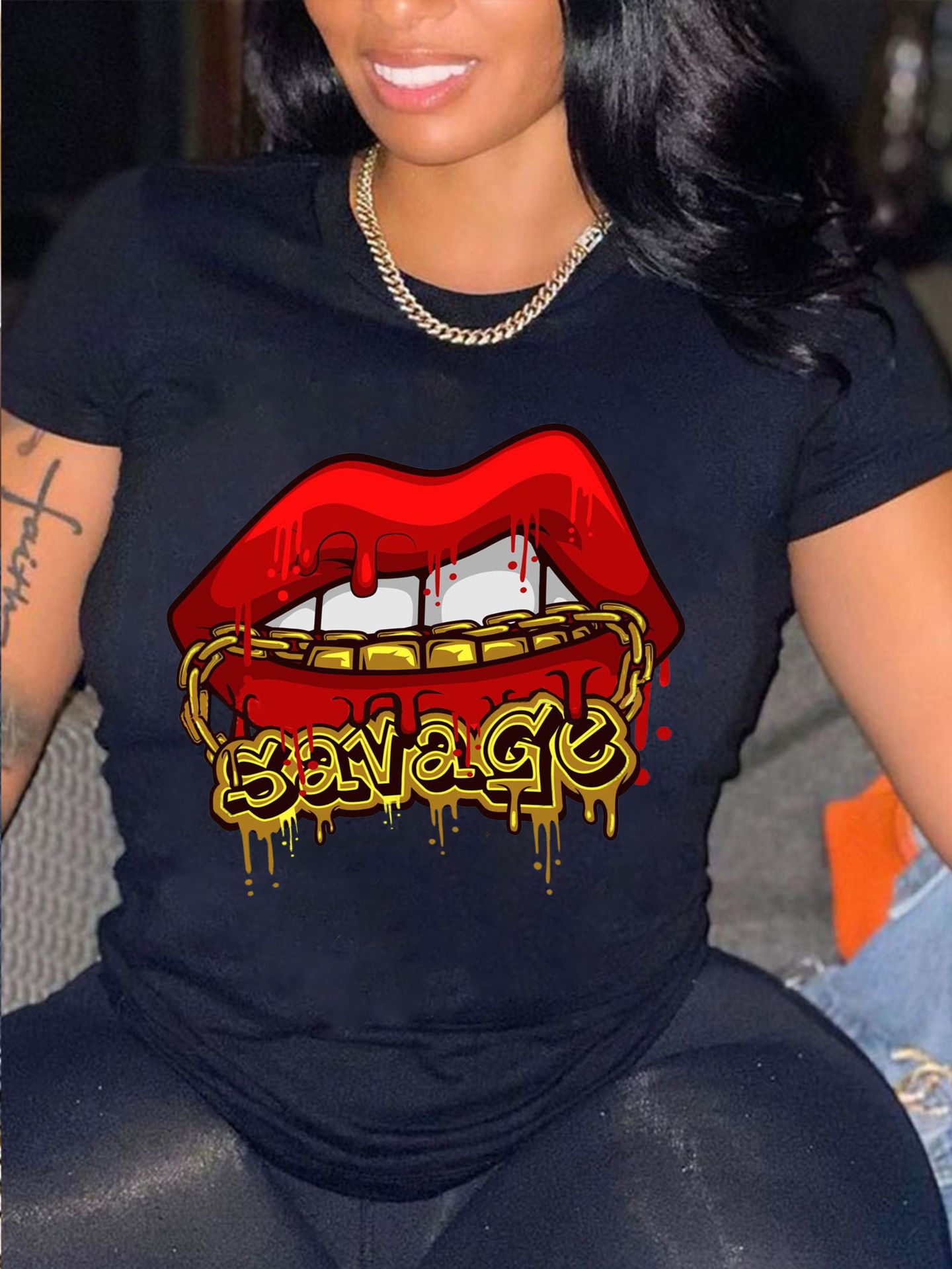 LW Plus Size Lip Letter Print T-shirt