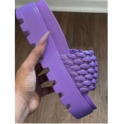 LW Casual Woven Purple Platform Slides