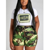 LW Plus Size Street Letter Camo Print Two-piece Sh