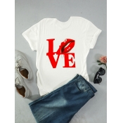 LW Plus Size Leisure O Neck Letter Print Bright Re
