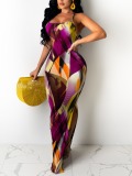 LW SXY Romantic Split Print Patchwork Modena Floor Length Dress