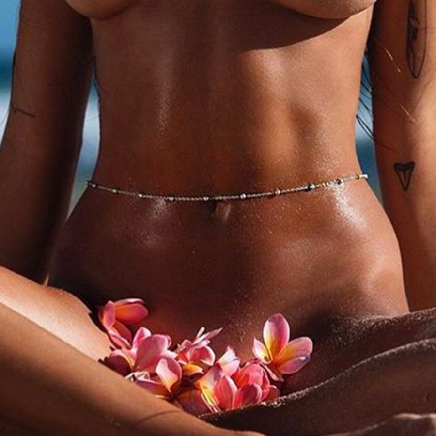 LovelyWholesale Casual Round Bead Silver Waist Chain All Seasons Casual Spring Summer 2024