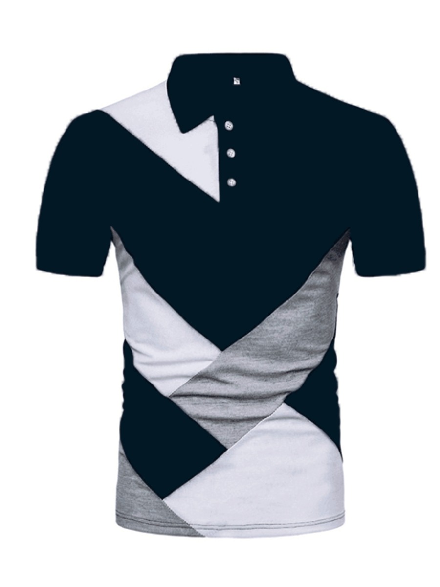 LW Men Color Lump Patchwork Polo