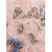 LW Sweet Floral Decoration See-through White Babyd