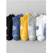 LW COTTON 5-pair Men Casual Letter Print Multicolo