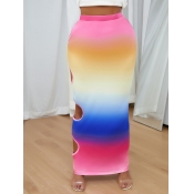 LW Casual Tie-dye Hollow-out Multicolor Ankle Leng