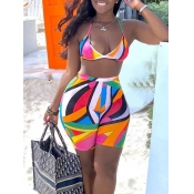 LW Plus Size Print Multicolor Two-piece Swimsuit