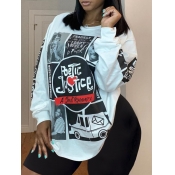 LW Casual O Neck Print Black Two Piece Shorts Set