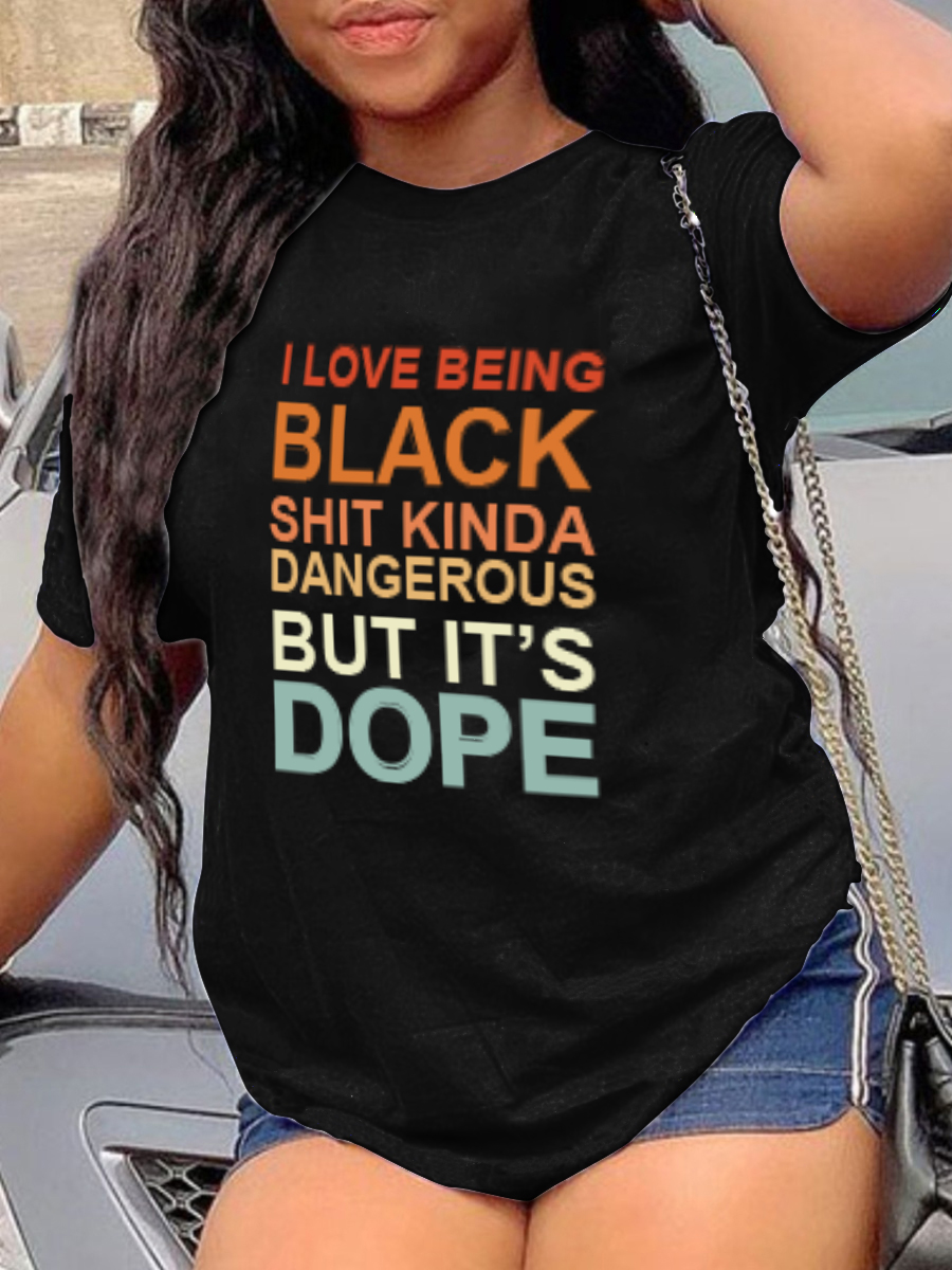 LW Gradient Dope Letter Print T-shirt