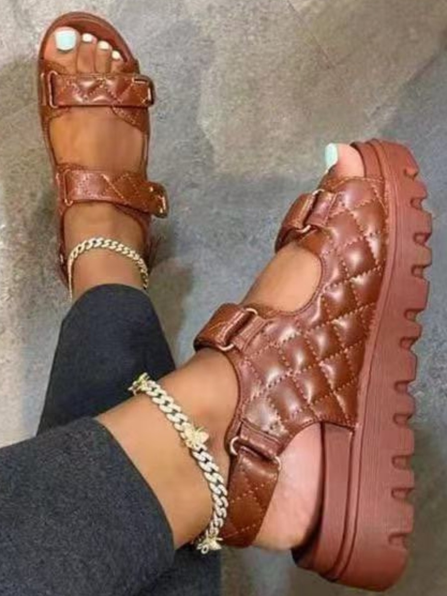 LW Quilted Slide Velcro Platform Sandals