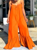 LW Plus Size Casual Flounce Design Loose Orange One-piece Jumpsuit