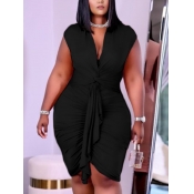 LW Plus Size Twist Front Fold Design Dress