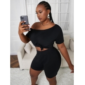 LW COTTON Plus Size Material Series Boat Neck Elas