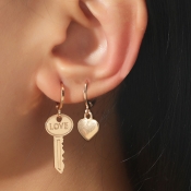 LW Casual Letter Key Design Gold Earring