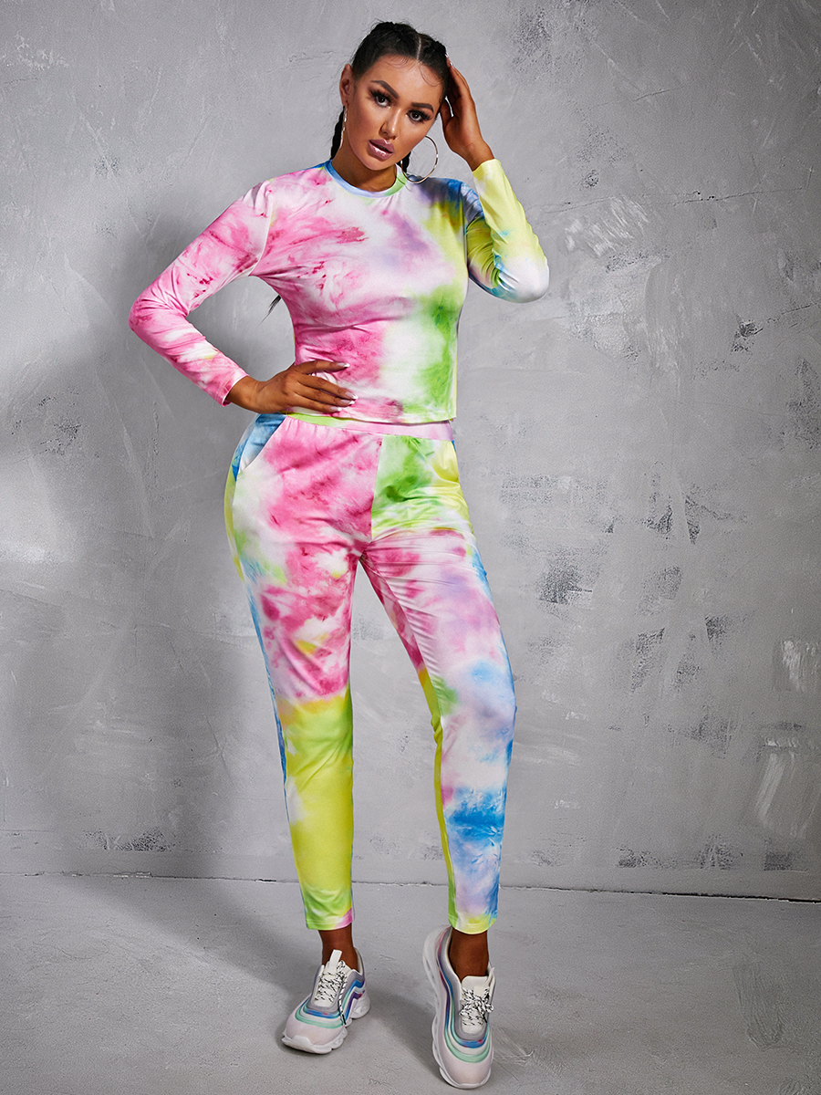LW Round Neck Tie Dye Pants Set