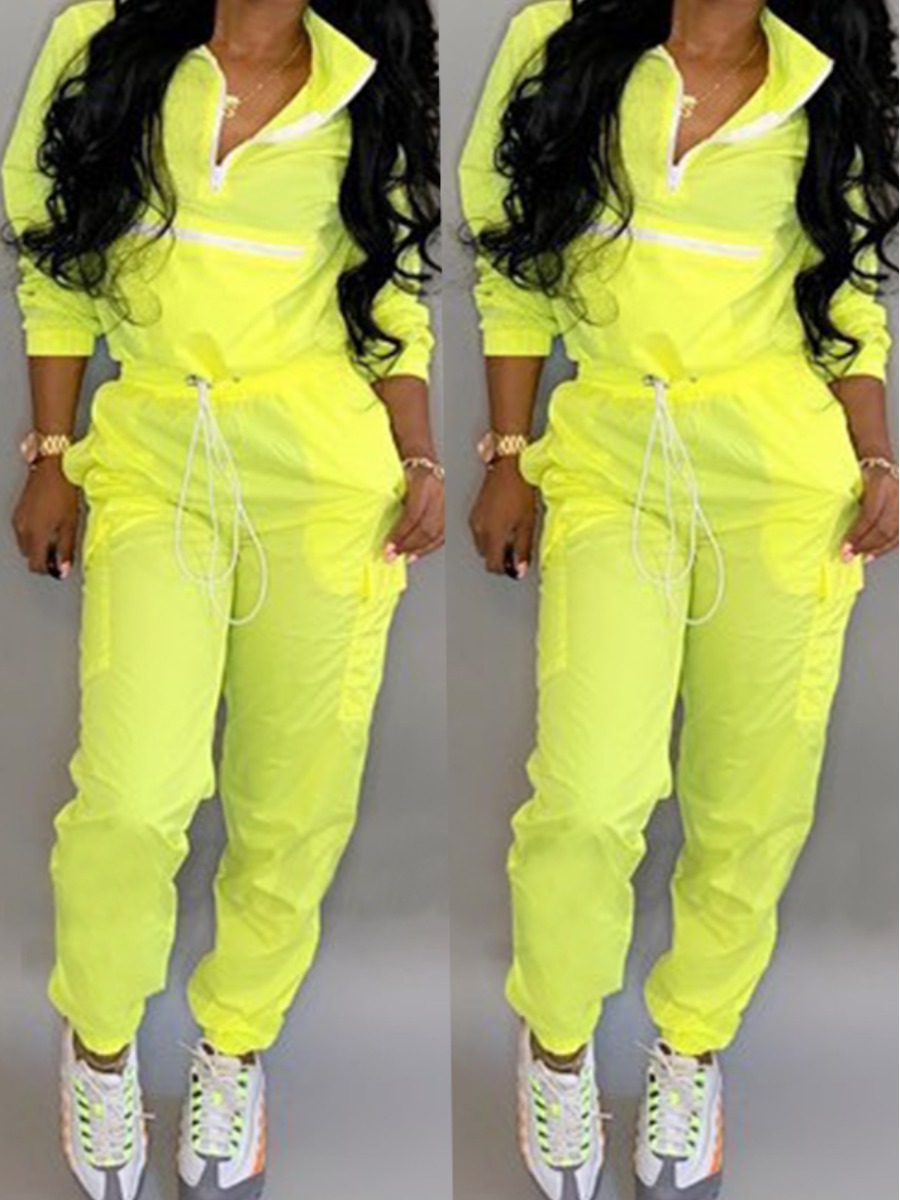 LW Turndown Collar Striped Pocket Pants Set