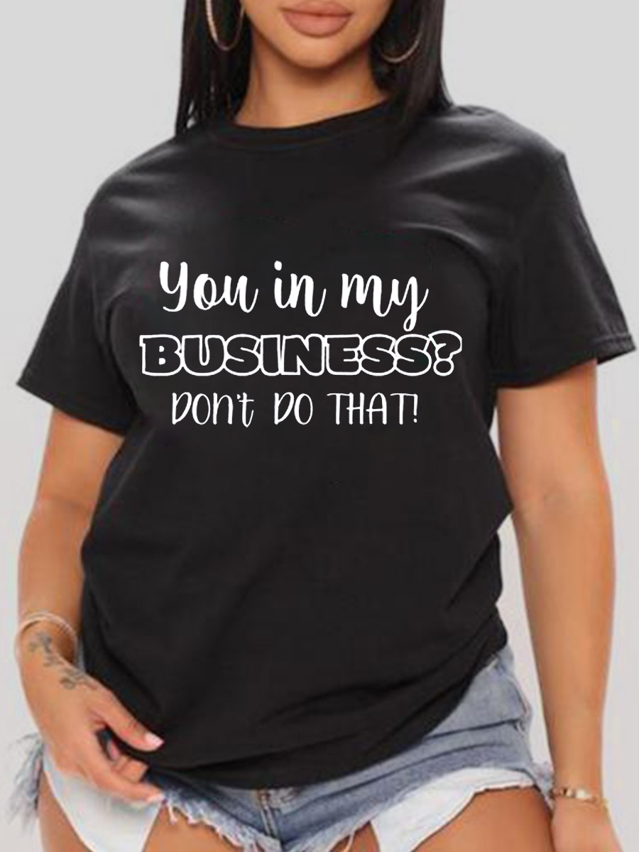 LW Round Neck Letter Print T-shirt