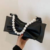 LW Pearl Bow-tie Decoration Messenger Bag