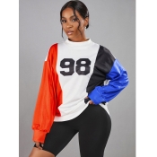 LW Dropped Shoulder Letter Print Patchwork Sweatsh
