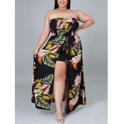 LW Plus Size Floral Print Split Cloak Romper