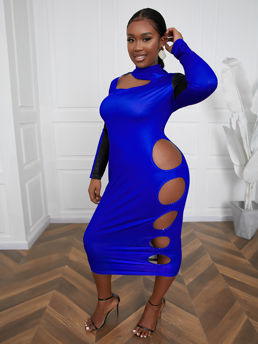 LW Plus Size Round Neck Hollow-out Bodycon Dress