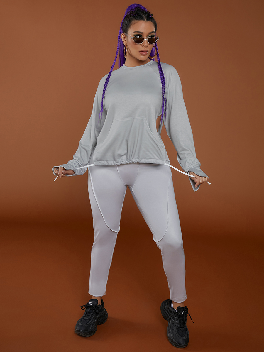 LW Side Split Drawstring Pants Set