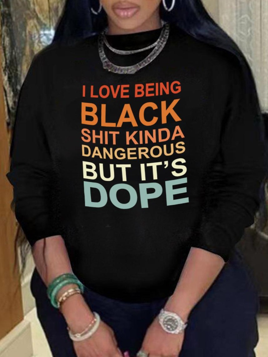 LW Round Neck Letter Print Sweatshirt