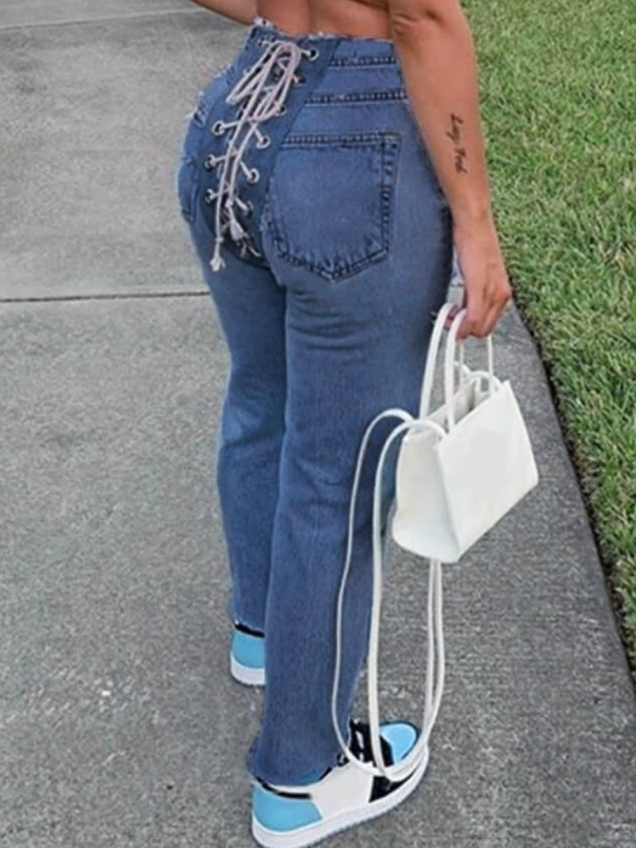 LW High Stretchy Bandage Design Baby Blue Jeans