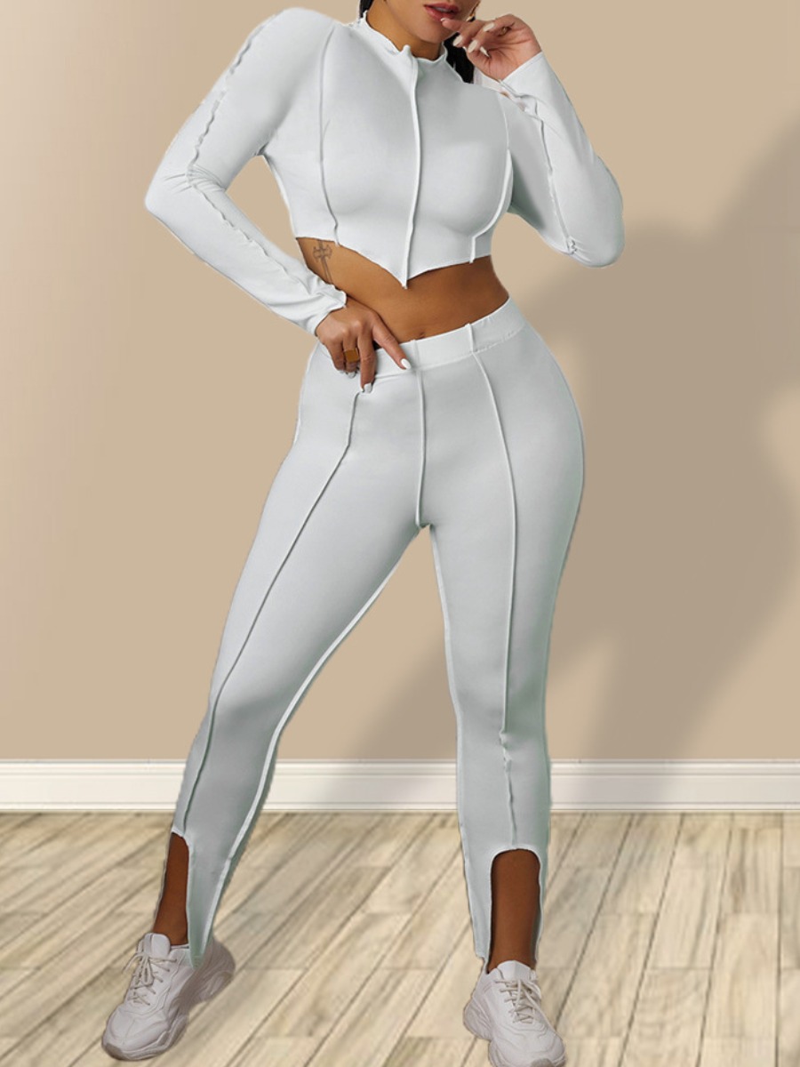 LW Crop Top Slit Pants Set