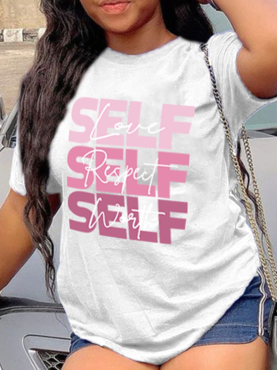 LW Round Neck Letter Print T-shirt