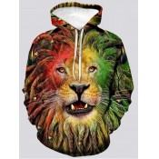 LW Men Lion Print Oversized Hoodie