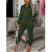 LW BASICS Hooded Collar Drawstring Pants Set