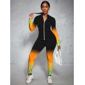 LW Gradient Zipper Design Pants Set