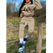 LW Letter figure print oversized Sweatsuit Set
