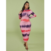 LW Half A Turtleneck Tie-dye Bodycon Dress