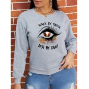 LW Eye Letter Print Sweatshirt