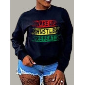 LW Round Neck Letter Print Sweatshirt