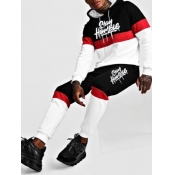 LW Men Letter Print Patchwork Tracksuit Set