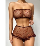 LW SXY Heart Print See-through Pajamas Set