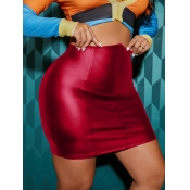 LW Bandage Zipper Design Leather Skirt