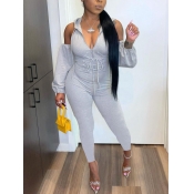 LW Cold Shoulder Bandage Zipper Design Jumpsuit