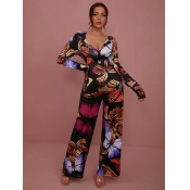 LW Butterfly Print Wide Leg Jumpsuit