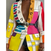 LW Plus Size Color-lump Patchwork Blazer (Without 