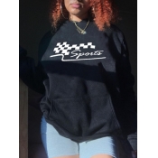 LW BASICS Letter Print Kangaroo Pocket Hoodies