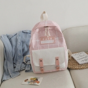 LW Plaid Letter Print Buckle Backpack