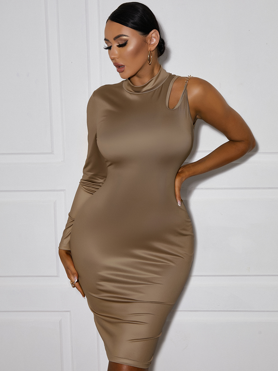 LW SXY Chain Decoration Hollow-out Bodycon Dress