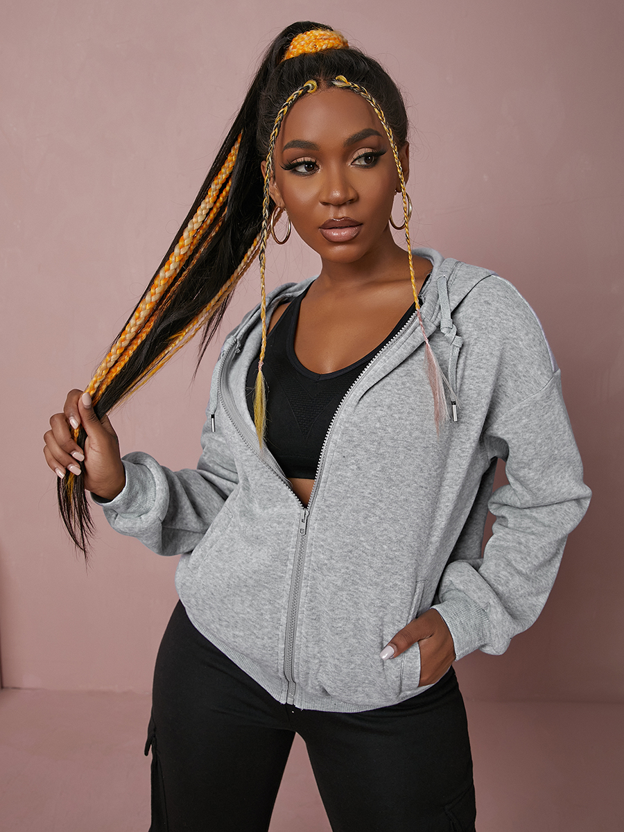 LW COTTON Cardigan Solid Regular Hoodie Outerwear