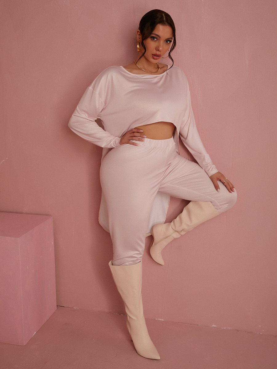 LW Round Neck Asymmetrical Pants Set