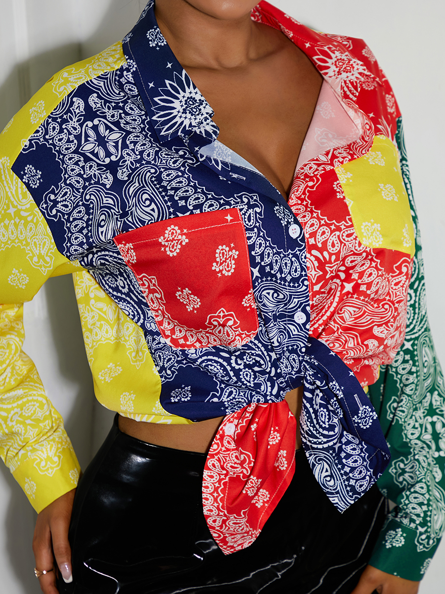 LW Cashew Print Patchwork Blouse
